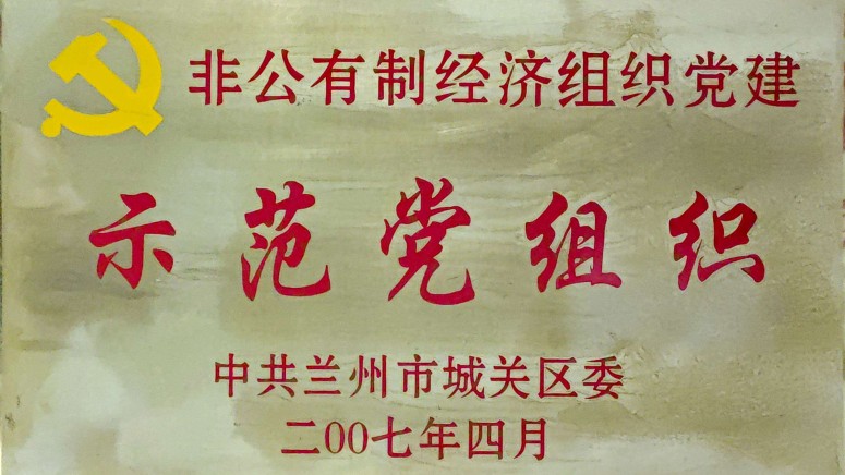 2007年 荣获非公有制经济组织党建 示范党组织
