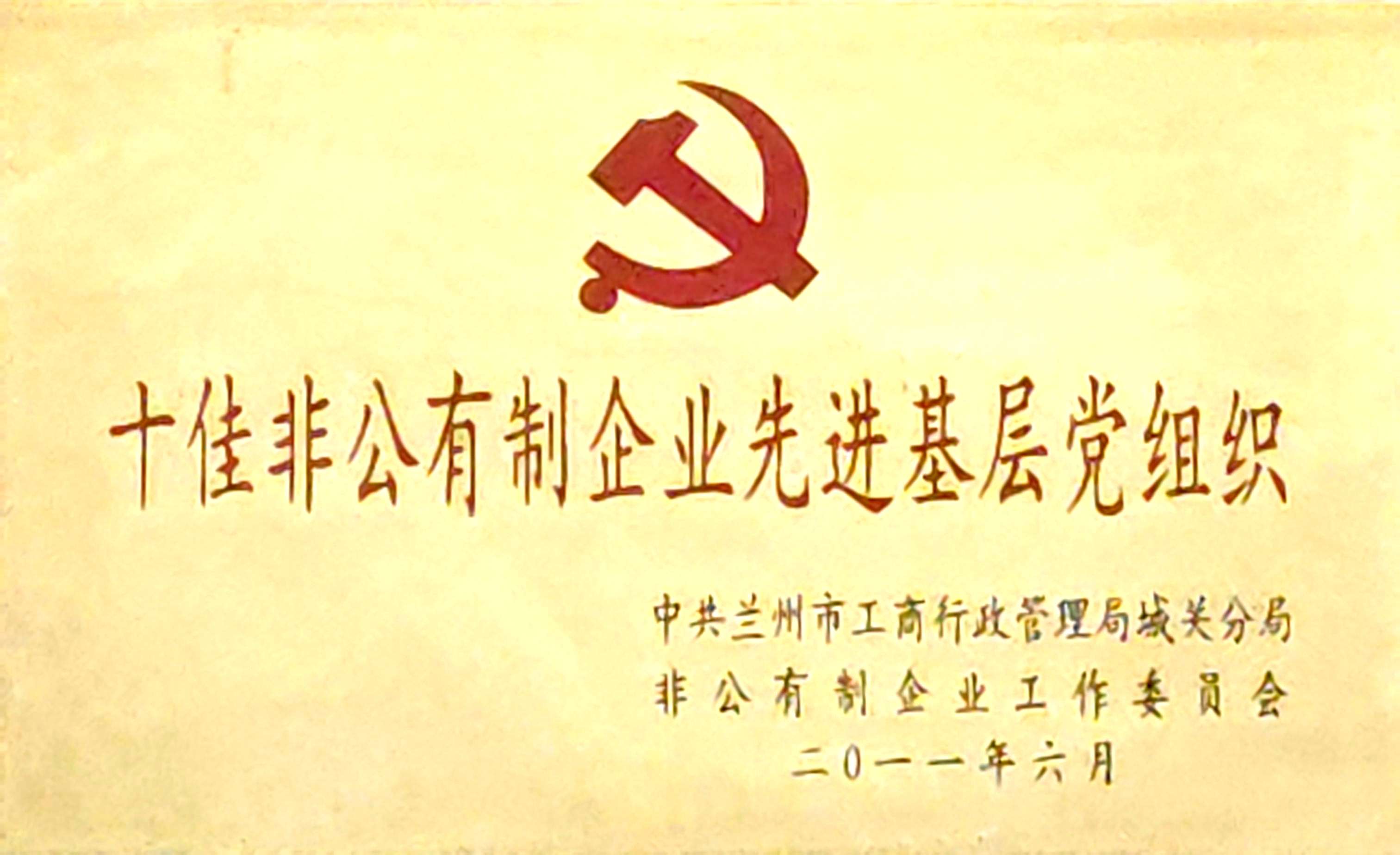 2011年6月 荣获十佳非公有制企业先进基层党组织.jpg